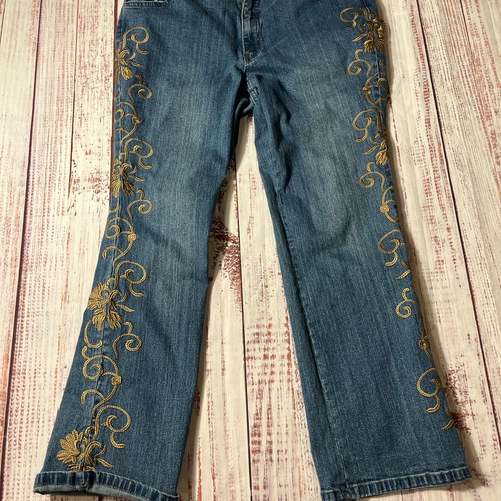 Denim 24/7 Blue Jeans with Gold Embroidery